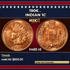 1906 Indian Cent . 1c Grades ms65 rd