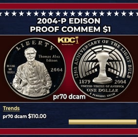 2004-P Edison Proof Modern Commem Dollar $1 pr70 dcam SEGS