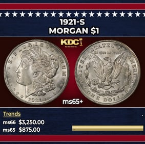 1921-s Morgan Dollar $1 ms65+ SEGS