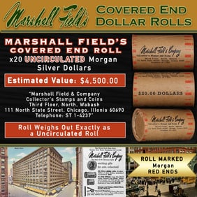 Rare RED Level MARSHALL FIELDS Unc Morgan $1 Roll 20
