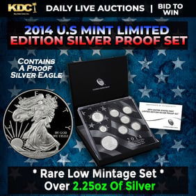 RARE 2014 United States Mint Limited Edition Silver Proof Set 8 coins, Over 2.25oz Of Silver low