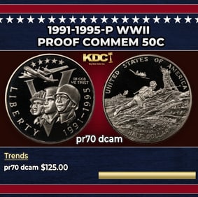 1991-1995-P WWII Proof Modern Commem Half Dollar 50c pr70 dcam SEGS