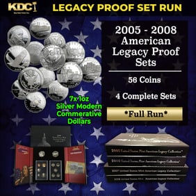 2005-2008 Full Run of US Mint American Legacy Proof Sets - 56 Coins Total, 4 Complete Sets Over 6 oz
