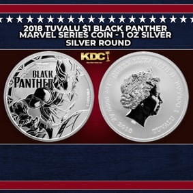 2018 Tuvalu $1 Black Panther Marvel Series Coin - 1 oz Silver Round Round