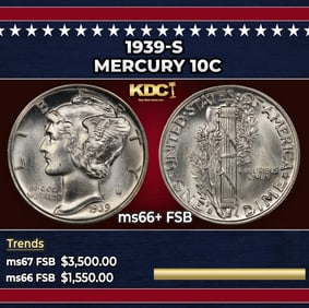 1939-s Mercury Dime 10c ms66+ FSB SEGS
