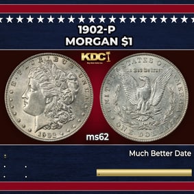 1902-p Morgan Dollar $1 Grades ms62