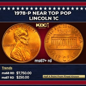 1978-p Lincoln Cent Near Top Pop 1c ms67+ rd SEGS