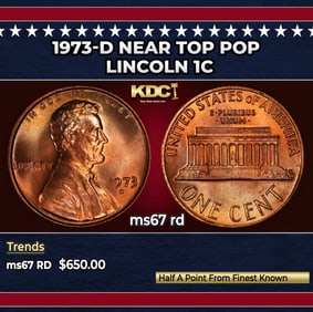 1973-d Lincoln Cent Near Top Pop 1c ms67 rd SEGS