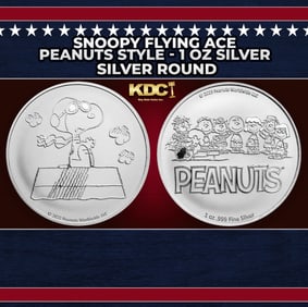 Snoopy Flying Ace Peanuts Style - 1 oz Silver Round Round