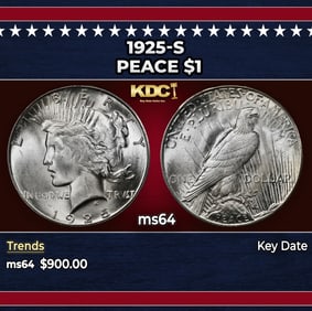 1925-s Peace Dollar $1 Grades ms64