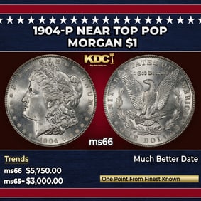 1904-p Morgan Dollar Near Top Pop $1 ms66 SEGS