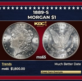 1889-s Morgan Dollar $1 ms65 SEGS