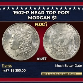 1902-p Morgan Dollar Near Top Pop! $1 ms67 SEGS