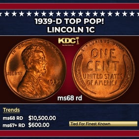 1939-d Lincoln Cent TOP POP! 1c ms68 rd SEGS