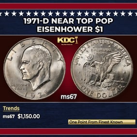 1971-d Eisenhower Dollar Near Top Pop $1 ms67 SEGS
