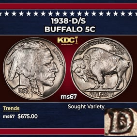 1938-d/s Buffalo Nickel 5c ms67 SEGS