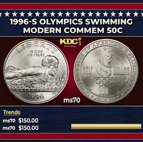 1996-s Olympics Swimming Modern Commem Half Dollar 50c ms70 SEGS