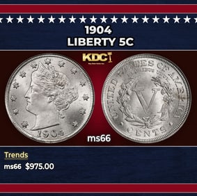 1904 Liberty Nickel 5c ms66 SEGS