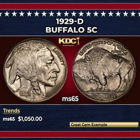 1929-d Buffalo Nickel 5c ms65 SEGS