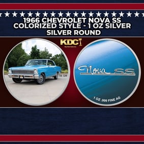 1966 Chevrolet Nova SS Colorized Style - 1 oz Silver Round Round
