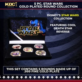 5 Coin Star Wars Gold Plated Round Collection