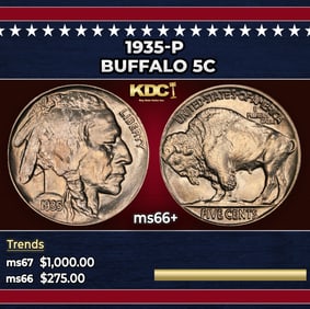 1935-p Buffalo Nickel 5c ms66+ SEGS