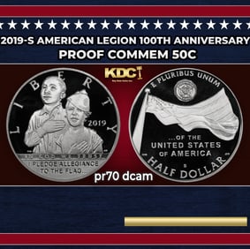 2019-s American Legion Proof Modern Commem Half Dollar 100th Anniversary 50c pr70 dcam SEGS