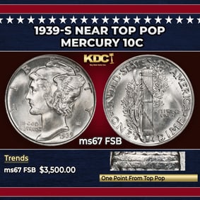 1939-s Mercury Dime Near Top Pop 10c ms67 FSB SEGS