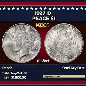 1927-d Peace Dollar $1 ms64+ SEGS