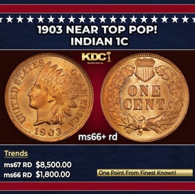 1903 Indian Cent Near Top Pop! 1c ms66+ rd SEGS