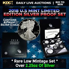 RARE 2018 United States Mint Limited Edition Silver Proof Set 8 coins, Over 2.25oz Of Silver low