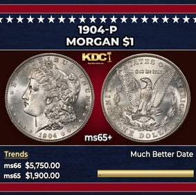 1904-p Morgan Dollar $1 ms65+ SEGS