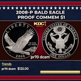 2008-P Bald Eagle Proof Modern Commem Dollar $1 pr70 dcam SEGS