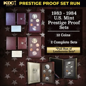 1983 & 1984 US Mint Prestige Proof Set - Full Run of Leatherette Sets - 12 Coins, 2 Complete Sets.