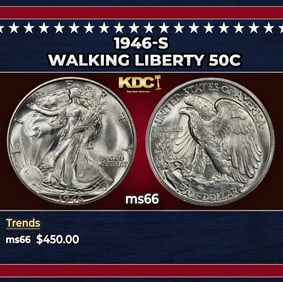 1946-s Walking Liberty Half Dollar 50c Grades ms66