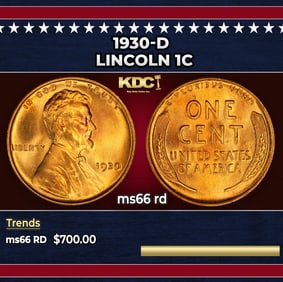 1930-d Lincoln Cent 1c Grades ms66 rd