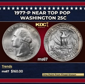 1977-p Washington Quarter Near Top Pop 25c ms67 SEGS