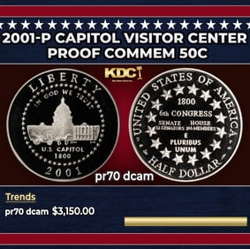 2001-p Capitol Visitor Center Proof Modern Commem Half Dollar 50c pr70 dcam SEGS