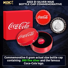 2023 1 Niue Coca Cola Bottle Cap Commerative Coin 6g .999 Silver in Collector Tin with COA COOL!