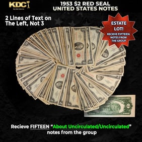 15x 1953 $2 Red Seal United States Note Grades AU/CU