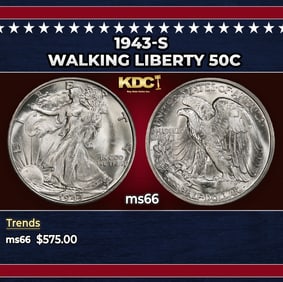 1943-s Walking Liberty Half Dollar 50c Grades ms66
