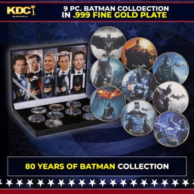 9 Coin Batman DC Gold Plated Round Collection