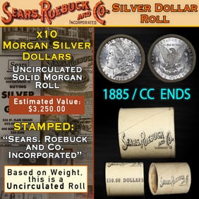 SEARS Unc Morgan Dollar $1 Roll With CC End 10 1885 & CC Ends