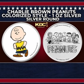 Charlie Brown Peanuts Colorized Style - 1 oz Silver Round Round