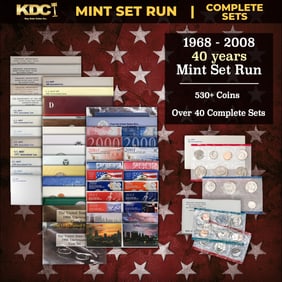 1968-2008 40 Years Mint Set Run - 533 Coins, 41 Complete Sets
