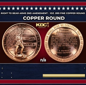 Right To Bear Arms 2nd Amendment - 1oz .999 Fine Copper Round