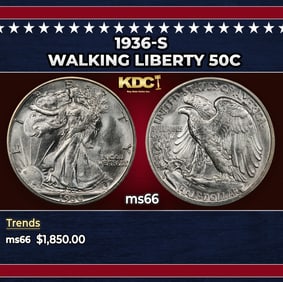 1936-s Walking Liberty Half Dollar 50c ms66 SEGS