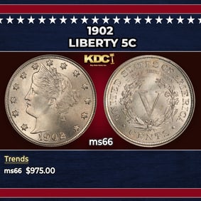 1902 Liberty Nickel 5c ms66 SEGS