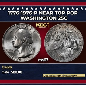1776-1976-p Washington Quarter Near Top Pop 25c ms67 SEGS