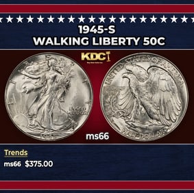 1945-s Walking Liberty Half Dollar 50c Grades ms66